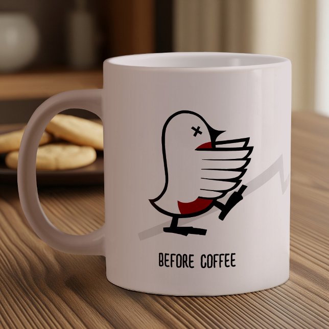 Before & After Coffee Zombie to Frenzy Funny Robin Giant Coffee Mug (Creator Uploaded)