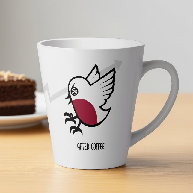 Before & After Coffee Zombie to Frenzy Funny Robin Latte Mug (Creator Uploaded)