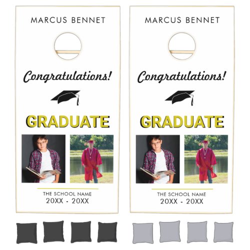 Before After Graduate Photo Graduation Photo Cornhole Set