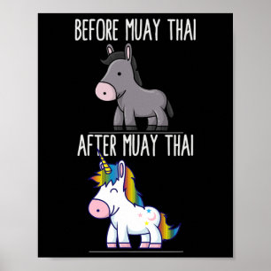 Before After Muay Thai Unicorn Fighter Boxing Poster