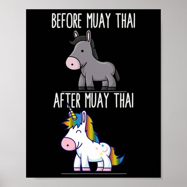 Before After Muay Thai Unicorn Fighter Boxing  Poster (Front)