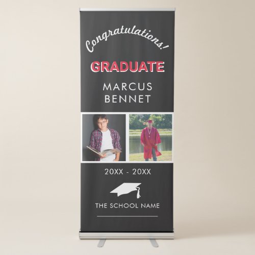 Before and After Photo Graduate Graduation Party Retractable Banner