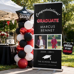 Before and After Photo Graduate Graduation Party Retractable Banner