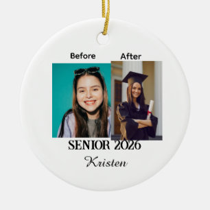 Before and after photo personalized graduation  ceramic ornament