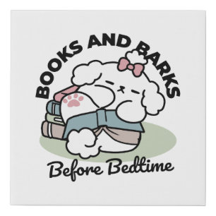 Before Bedtime with My Pup – Book and Dog Lover Faux Canvas Print