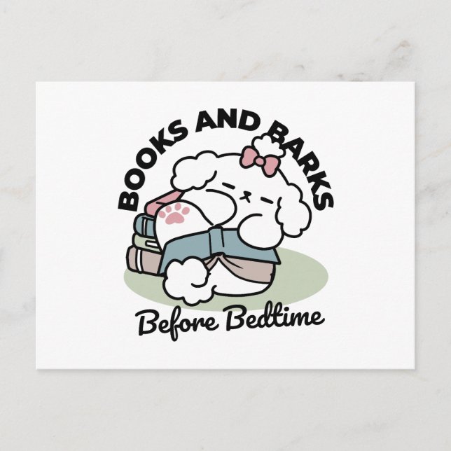 Before Bedtime with My Pup – Book and Dog Lover  Holiday Postcard (Front)