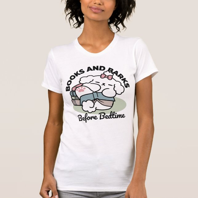 Before Bedtime with My Pup – Book and Dog Lover  T-Shirt (Front)