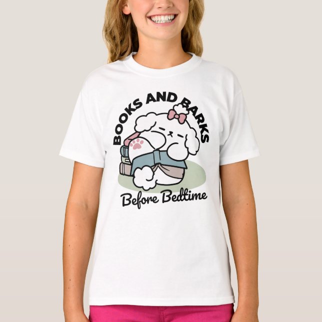 Before Bedtime with My Pup – Book and Dog Lover  T-Shirt (Front)