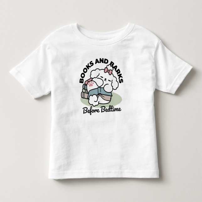 Before Bedtime with My Pup – Book and Dog Lover  Toddler T-shirt (Front)
