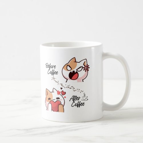 Before CoffeeAfter Coffee  Funny Cat Mug