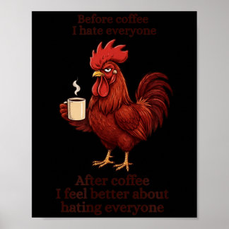 Before Coffee After Coffee Funny S Humor Mens Poster