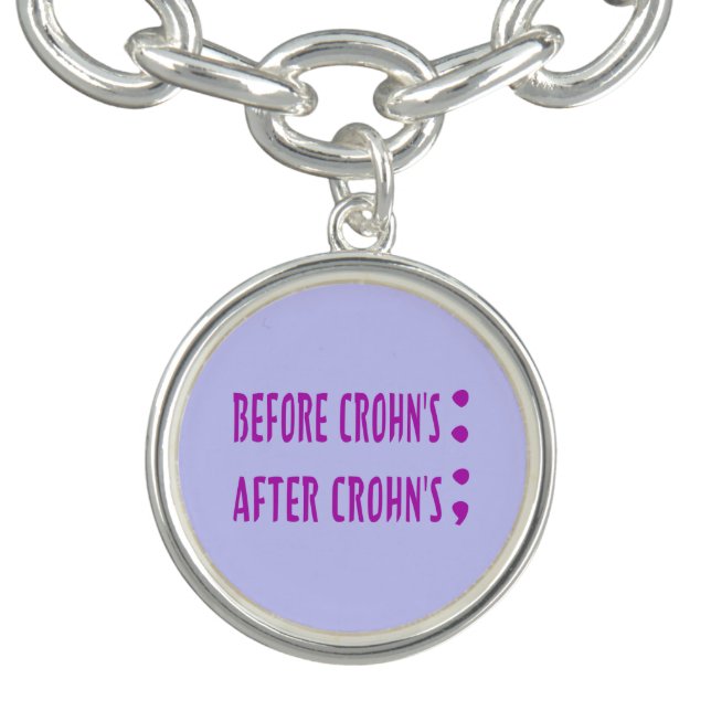 Before Crohn's After Crohn's Disease Semi Colon Bracelet (Design)