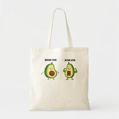 Before Gym After Gym Funny Six_Pack Avocado Workou Tote Bag