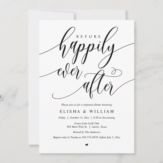 Before Happily Ever After, Rehearsal Dinner  Invit Invitation (Front)