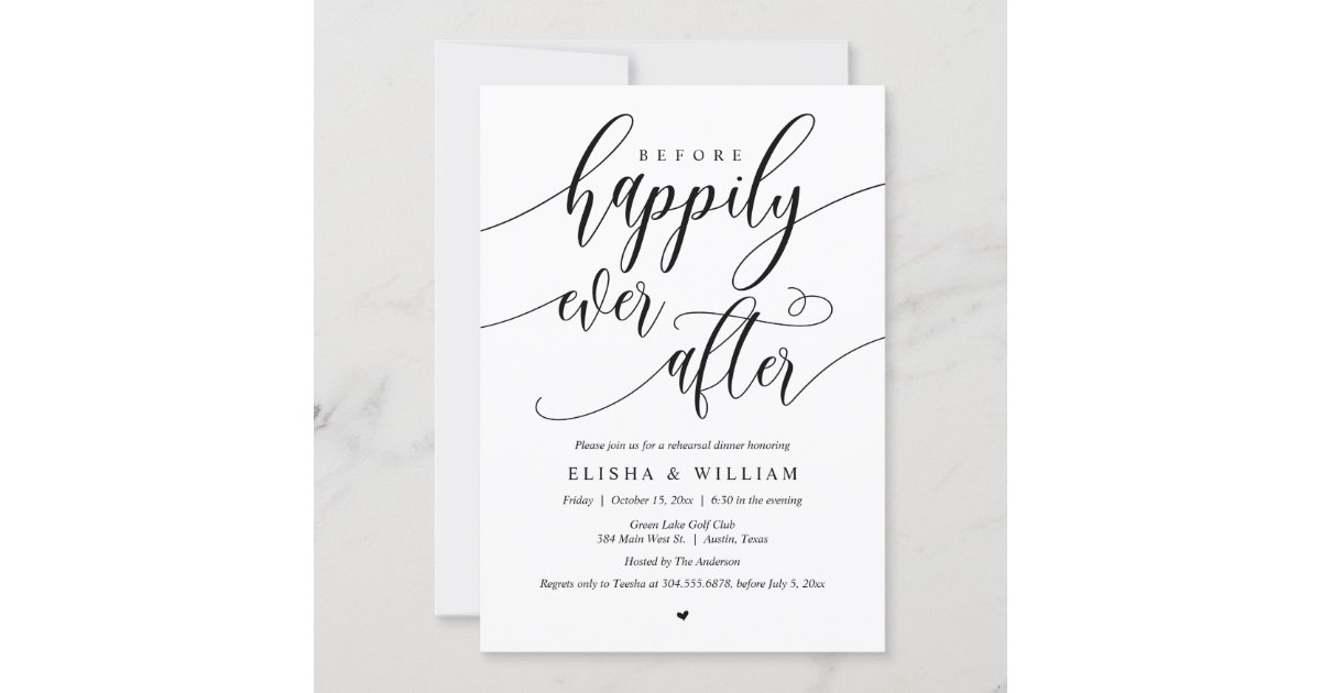 Before Happily Ever After Rehearsal Dinner Invit Invitation Zazzle 2564