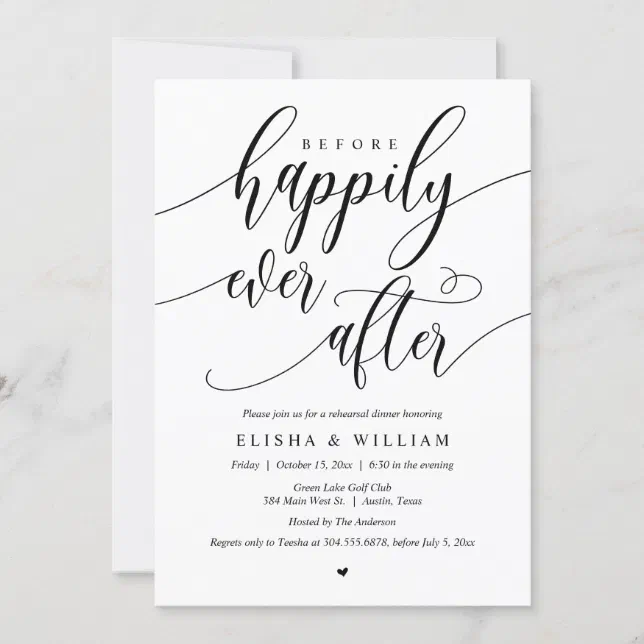 Before Happily Ever After Rehearsal Dinner Invit Invitation Zazzle 2876