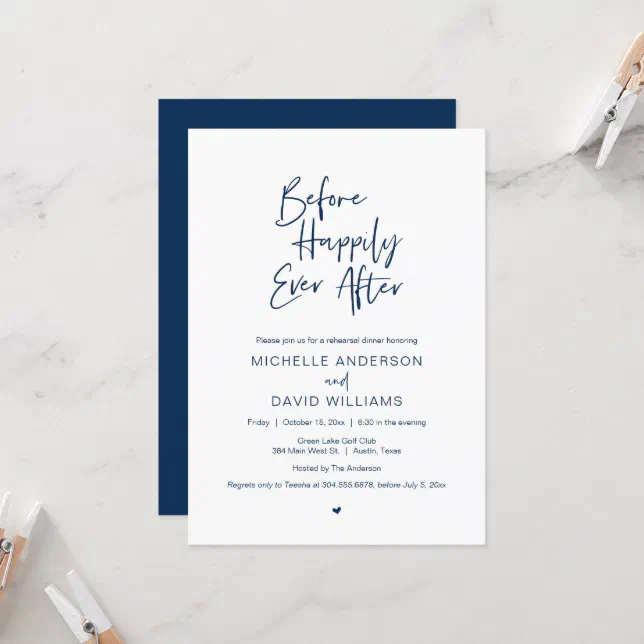 Before Happily Ever After Rehearsal Dinner Invita Invitation Zazzle 4129