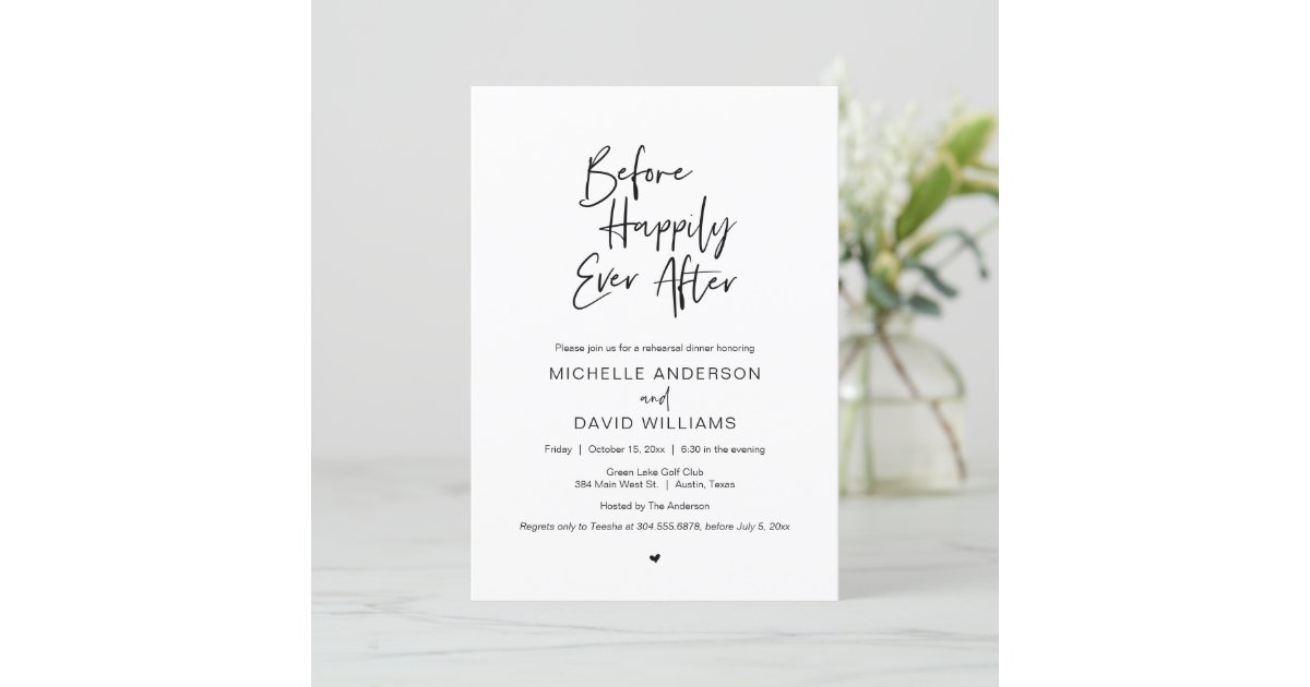 Before Happily Ever After Rehearsal Dinner Invitation Zazzle 4024