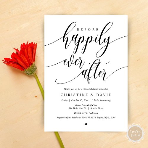 Before Happily Ever After Rehearsal Dinner  Invitation