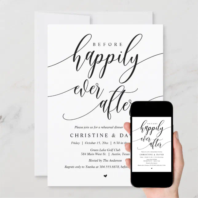 Before Happily Ever After Rehearsal Dinner Invitation Zazzle 3086