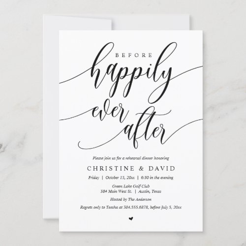 Before Happily Ever After Rehearsal Dinner  Invitation