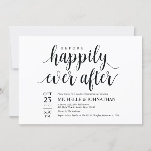 Before Happily Ever After Rehearsal Dinner Invites Zazzle 2247