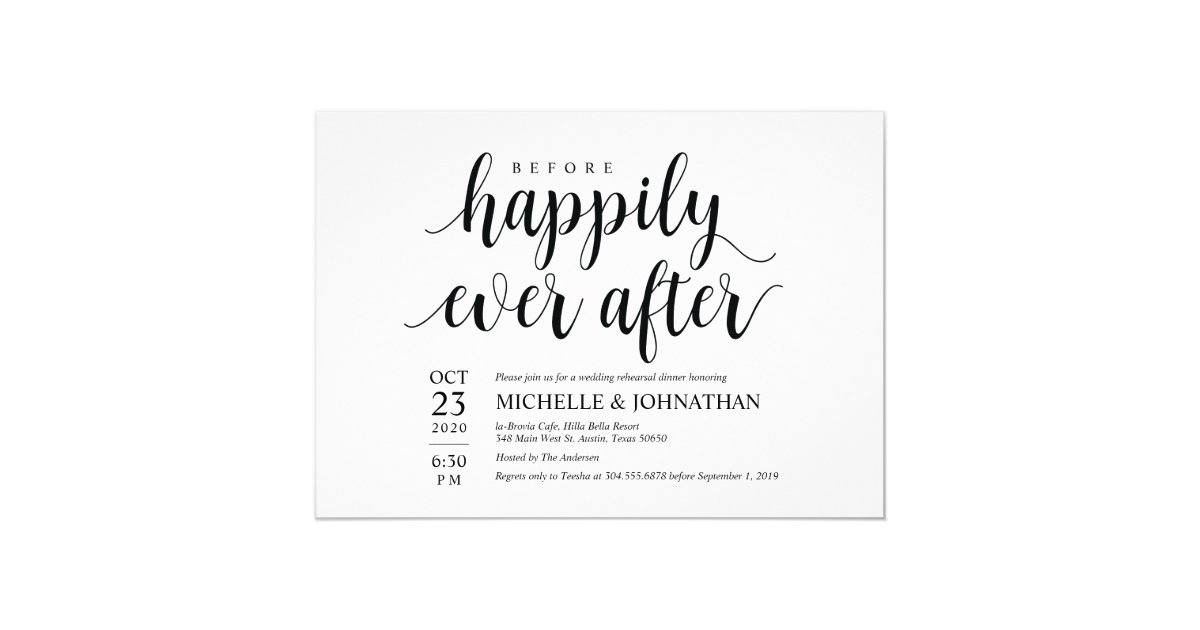 Before Happily Ever After Rehearsal Dinner Invites 7261