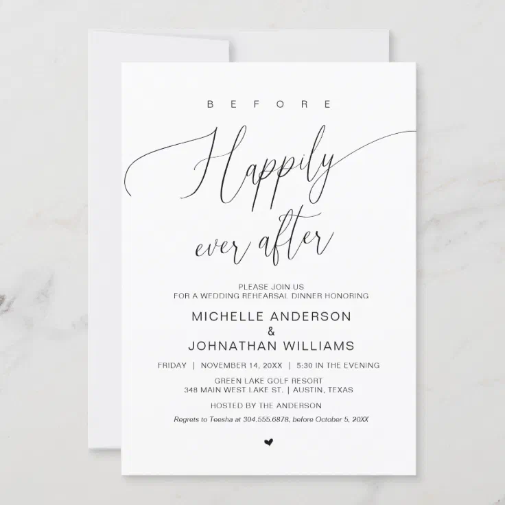 Before Happily Ever After Wedding Rehearsal Dinner Invitation Zazzle 9002