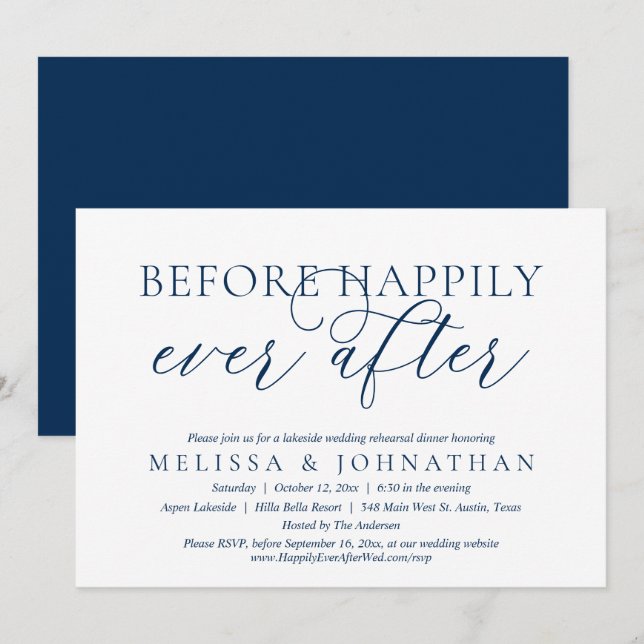 Before Happily Ever After Wedding Rehearsal Dinner Invitation (Front/Back)