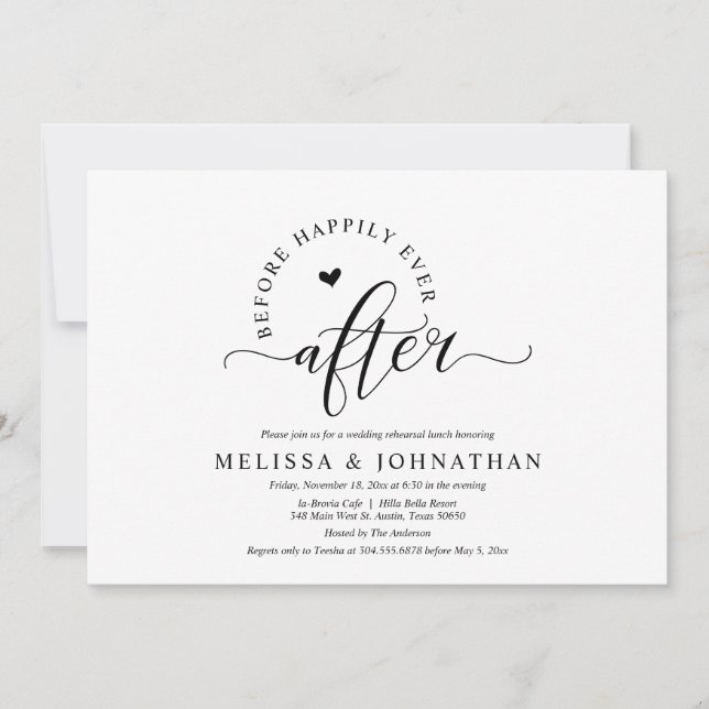 Before Happily Ever After Wedding Rehearsal Dinner Invitation (Front)