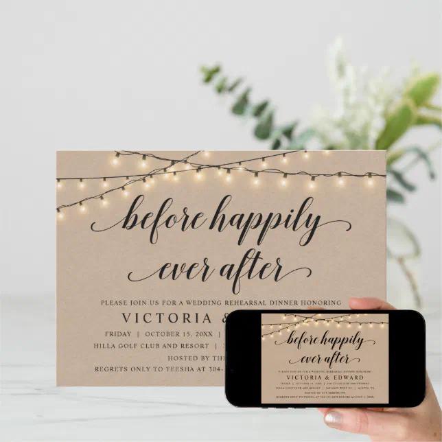 Before Happily Ever After Wedding Rehearsal Invitation Zazzle 0561