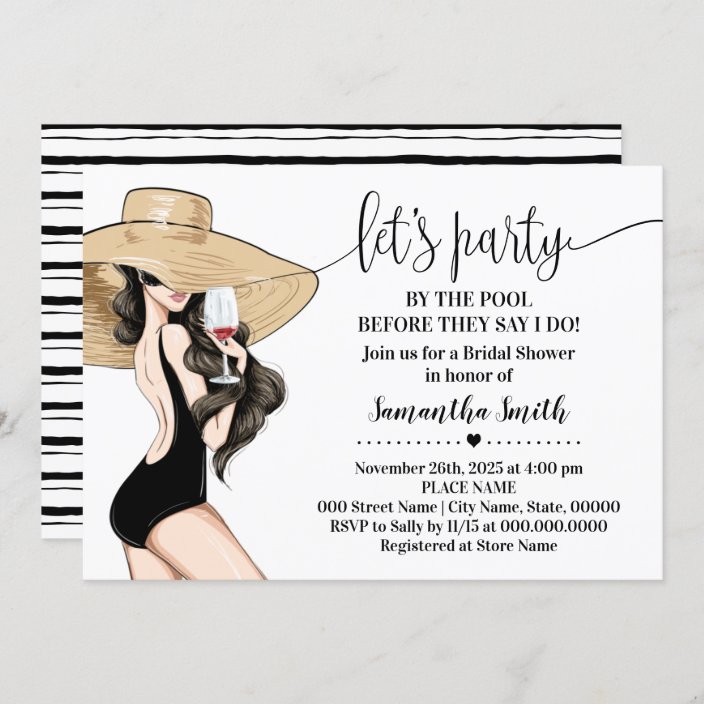 Before I Do Party By The Pool Bridal Shower Invitation 3792