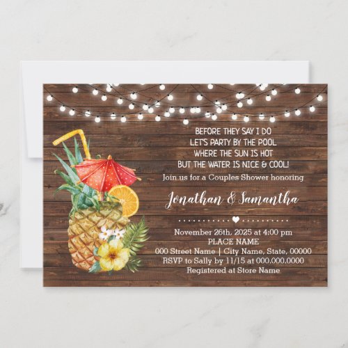 Before I do party by the pool tropical wedding Invitation