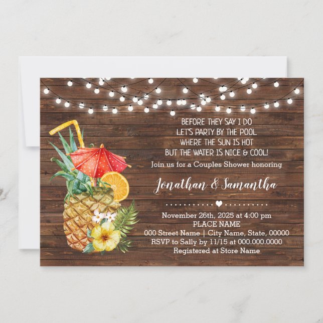 Before I do party by the pool tropical wedding Invitation (Front)