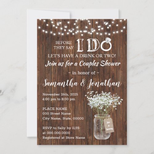 Before I do wedding couples shower country Invitation