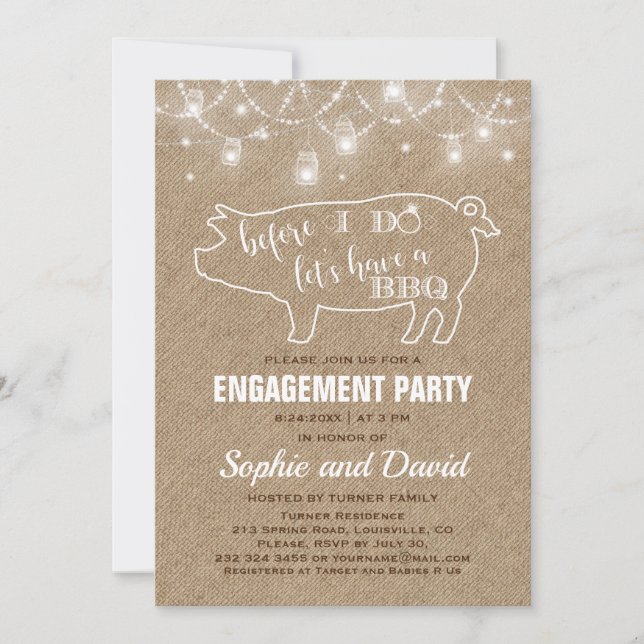 Before I DO'S Burlap Engagement Party Invitation (Front)