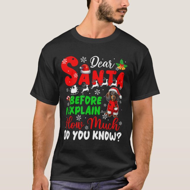 Before I Explain How Much You Know Xmas Dachshund  T-Shirt (Front)