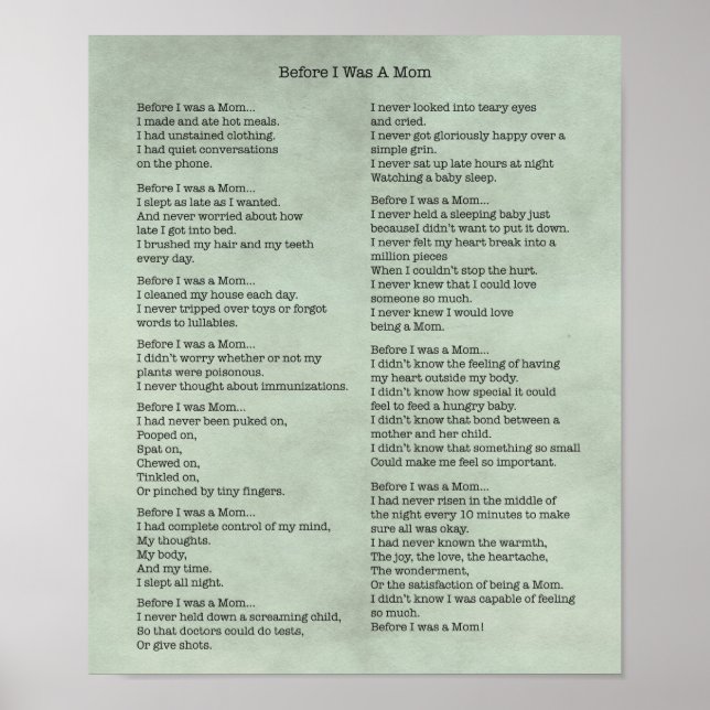 Before I Was A Mom Poster (Front)