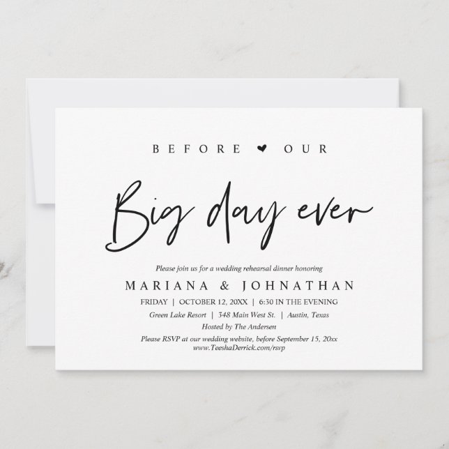Before Our Big Day Ever, Wedding Rehearsal Dinner Invitation (Front)