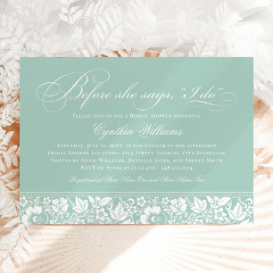 Before She Says I Do Seafoam Wedding Shower Invitation