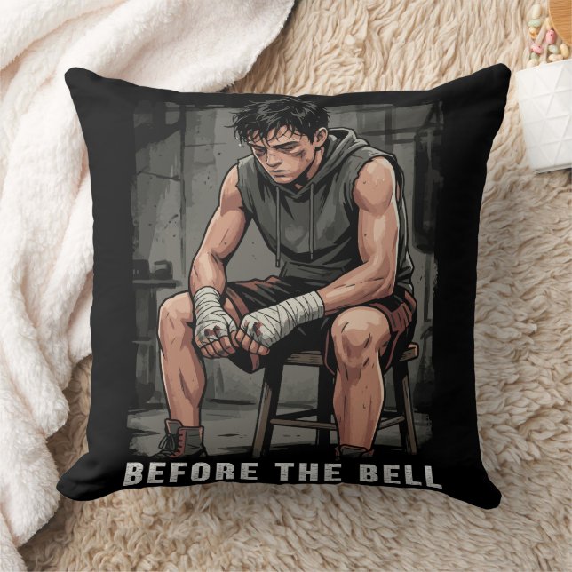 Before The Bell Motivational Boxing Gym Art Throw Pillow (Blanket)