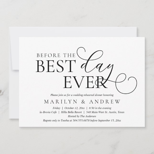 Before The Best Day Ever, Wedding Rehearsal Dinner Invitation (Front)