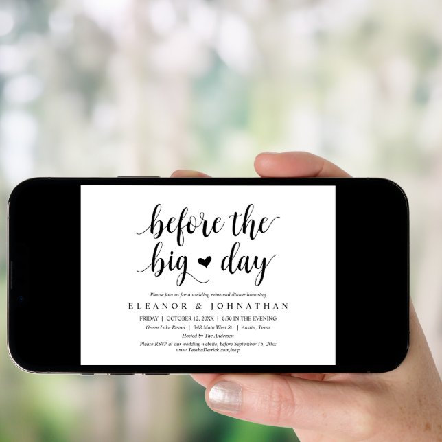 Before The Big Day, Wedding Rehearsal Dinner Party Invitation (Front Digital)