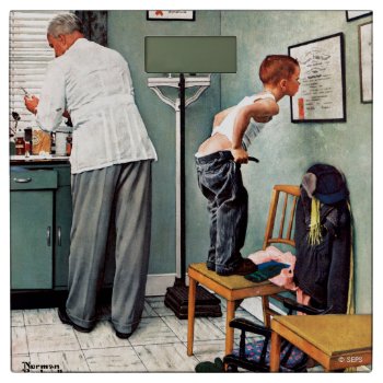 Before The Shot Or At The Doctor's Bathroom Scale by NormanRockwell at Zazzle