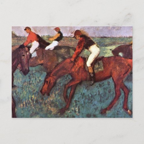 Before The Start Jockeis Training _ Degas Painting Holiday Postcard