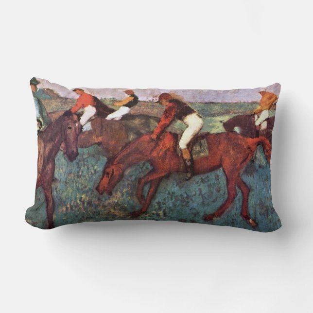 Before The Start Jockeis Training - Degas Painting Lumbar Pillow (Front)