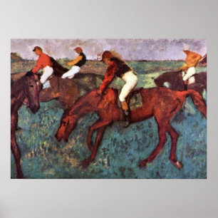 Before The Start Jockeis Training - Degas Painting Poster