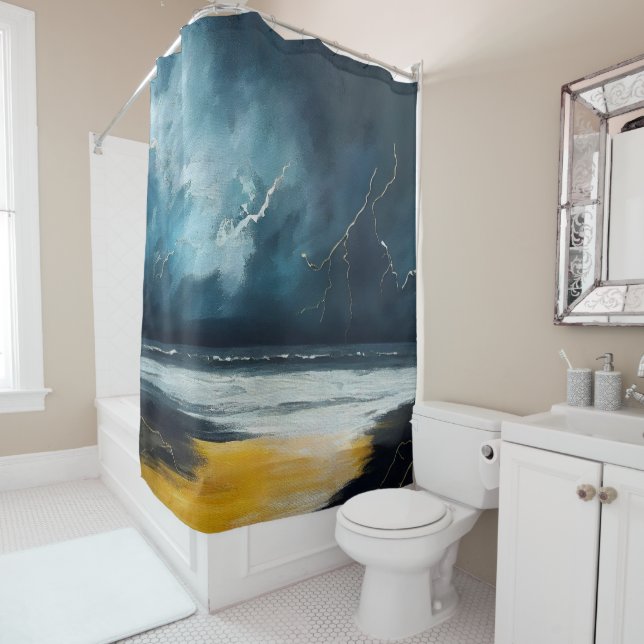 Before The Storm – Abstract Seascape Shower Curtain (In Situ)