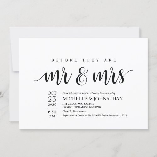 Before they are Mr and Mrs rehearsal invites