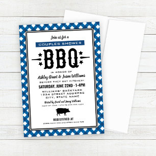 Before They Get Hitched Blue BBQ Couples Shower Invitation